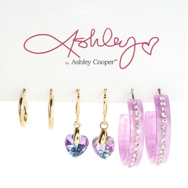 Ashley 3pr. Marble Heart Earrings - image 