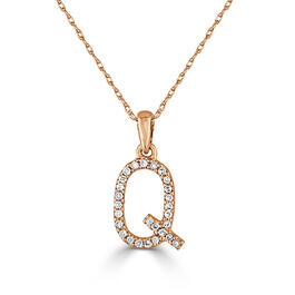 Diamond Classics&#40;tm&#41; 14kt. Rose Gold Initial Q Letter Necklace