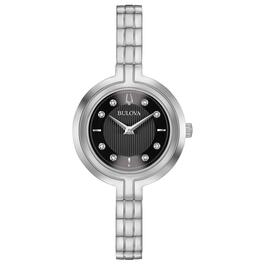 Womens Bulova Rhapsody Diamond Accent Black Dial Watch - 96P215