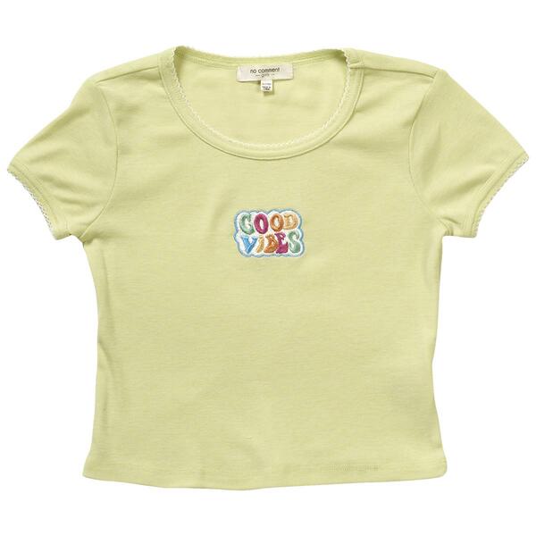 Girls &#40;7-16&#41; No Comment Short Sleeve Embroidered Good Vibes Top - image 