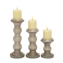 9th & Pike&#40;R&#41; Smoked Glass Pillar Candle Holders - Set of 3