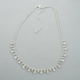 Rosa Rhinestones Single Row Large & Small Crystal Necklace