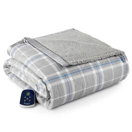 Micro Flannel&#40;R&#41; Reverse to Sherpa Carlton Plaid Electric Blanket