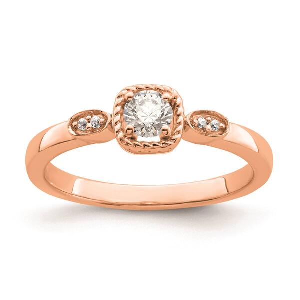 Pure Fire 14kt. Rose Gold Rope Edge Diamond Engagement Ring - image 