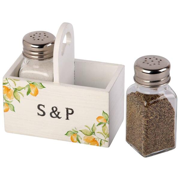 Home Essentials Lemons Salt & Pepper Shakers w/ Caddy - image 