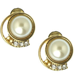 Napier Gold-Tone & Pearl Clip On Stud Earrings
