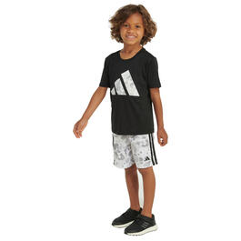 Boys &#40;4-7&#41; adidas&#174; Short Sleeve Camo Logo Top & Shorts Set