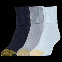 Womens Gold Toe&#40;R&#41; 3pk. Ultra Soft Turn-Cuff Quarter Socks