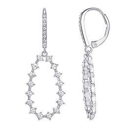 Fine Silver Plated Crystal Open Kite Dangle Earrings