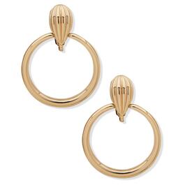 Anne Klein Gold-Tone Fluted Hoop EZ Comfort Clip Earrings