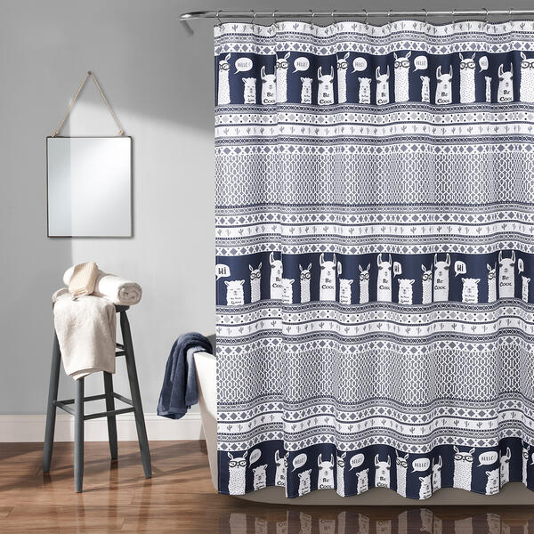 Lush Decor(R) Llama Stripe Shower Curtain - image 