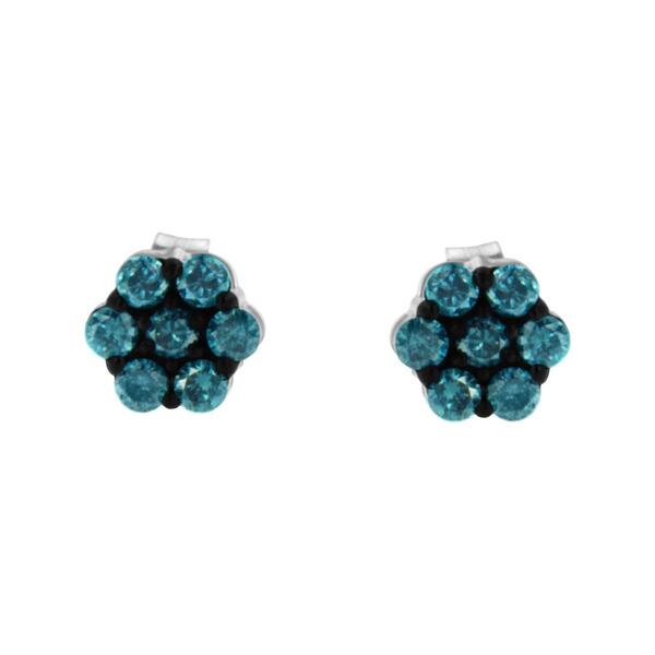 Radiant Rainbow&#8482; 1/2ctw. Blue Diamond Floral Earrings