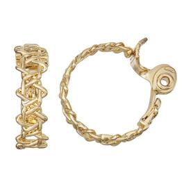 Napier Gold-Tone Lace Hoop Clip Earrings