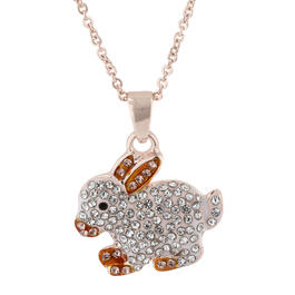 Crystal Kingdom Rose Gold-Tone White Crystal Bunny Necklace