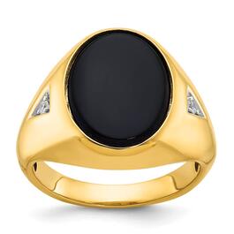 Mens Gentlemens Classics&#40;tm&#41; 14kt. Gold Onyx 1/15ctw. Diamond Ring