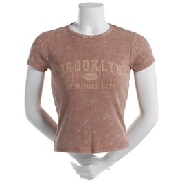 Juniors No Comment Brooklyn Ribbed Graphic Tee