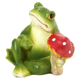 Resin Frog w/ Mushroom Statue