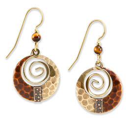 Silver Forest Two-Tone with Hammerd & Brown Glaze Earrings