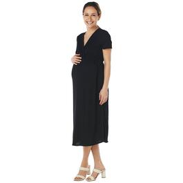 Womens Due Time Short Sleeve Solid Maternity Midi Dress