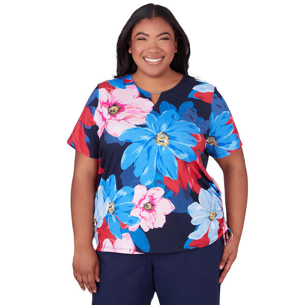 Plus Size Alfred Dunner All American Dramatic Flower Top - image 