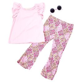 Toddler Girl BTween&#40;R&#41; Ruffle Sleeve & Floral Flare Leggings Set