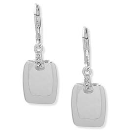 Nine West Silver-Tone Hammered Layered Drop Earrings