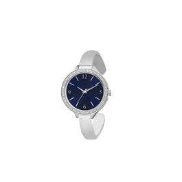 Womens Silver-Tone Crystal Bezel Blue Dial Watch - 14897S-07-J28