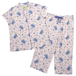 Petites White Orchid Short Sleeve Floral Capri Pajama Set
