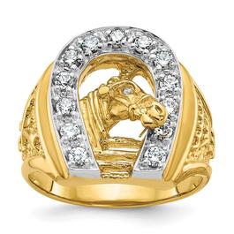 Mens Diamond Classics&#40;tm&#41; 10kt. Horse Horseshoe 1/2ctw. Diamond Ring