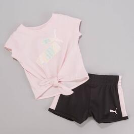 Baby Girl &#40;12-24M&#41; Puma&#40;R&#41; Short Sleeve Shimmer Tee & Shorts Set