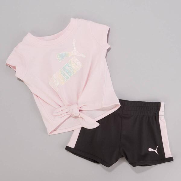 Baby Girl &#40;12-24M&#41; Puma&#40;R&#41; Short Sleeve Shimmer Tee & Shorts Set - image 