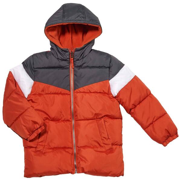 Boys &#40;4-7&#41; iXtreme Color Block Puffer Jacket - Barn Orange - image 