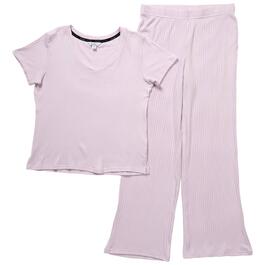 Womens Nicole Miller Short Sleeve Wide Rib Pajama Set