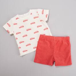 Baby Boy &#40;3-12M&#41; Little Me&#40;R&#41; Red Cars Top & Shorts Terry Set