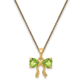 Gemstone Classics&#40;tm&#41; 14kt. Gold Peridot Bow Pendant Necklace