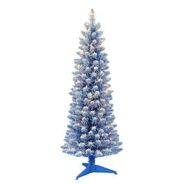 Puleo International 4.5ft. Pre-Lit Blue Pencil Christmas Tree