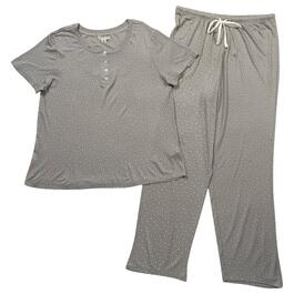 Womens Anne Klein Short Sleeve Hearts Pants Pajama Set