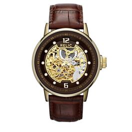 Mens RELIC by Fossil Damon Brown Strap Auto Watch - ZR77241