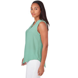 Womens Emaline Patras Sleeveless Solid Georgette V-Neck Blouse