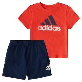 Toddler Boy adidas&#40;R&#41; Solid Top & Cargo Shorts Set