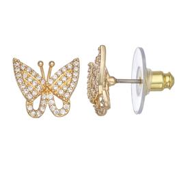 Napier Gold-Tone Crystal Butterfly Stud Post Earrings