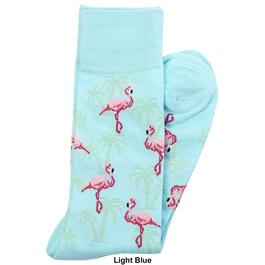 Mens Davco Flamingo Palm Tree Novelty Crew Socks
