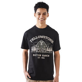 Young Mens Yellowstone Dutton Ranch Graphic Tee - Black