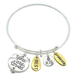 Symbology Sister Charm Expandable Wire Bangle