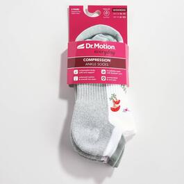 Womens Dr. Motion 2pk. Mushroom Floral Compression Ankle Socks