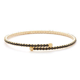 14kt. Gold Plated & Jet Crystals Flex Coil Bracelet