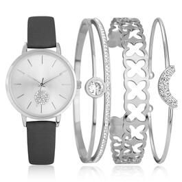 Daisy Fuentes Black Band Watch & Bracelet Set - DF169SVBK