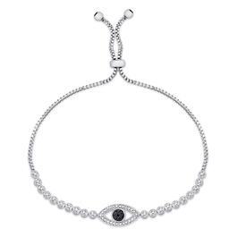 Accents Silver Plated Diamond Accent Evil Eye Adjustable Bracelet