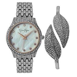 Jessica Simpson Silver-Tone Watch & Bracelet Set - JSB8008SL