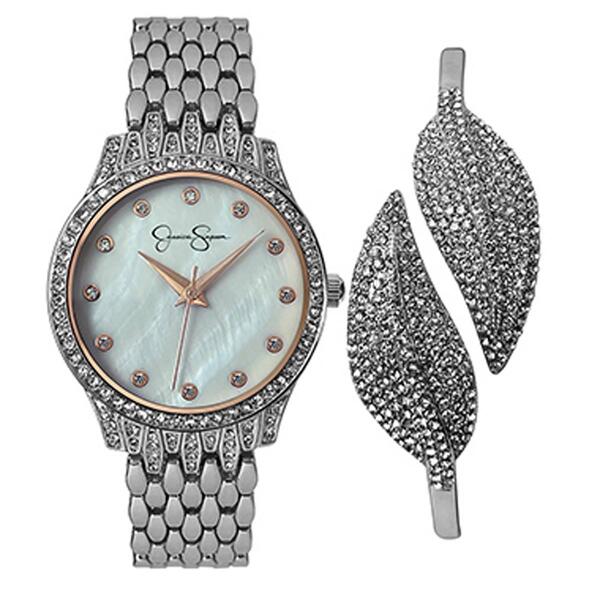Jessica Simpson Silver-Tone Watch & Bracelet Set - JSB8008SL - image 